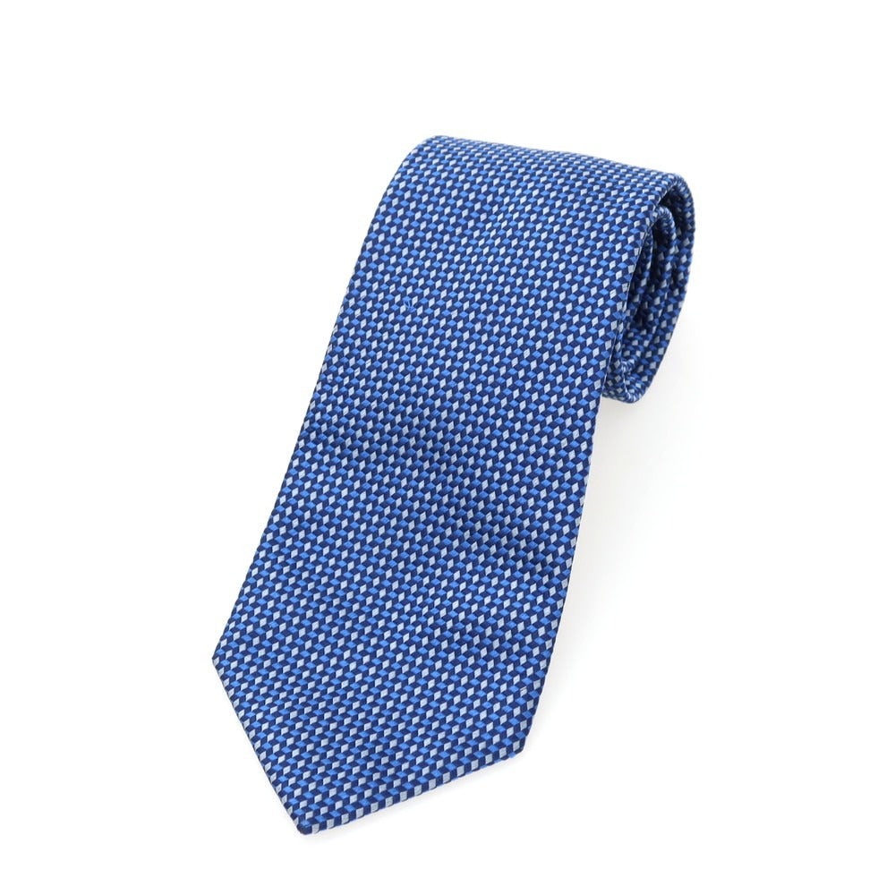 【中古】ビームスエフ BEAMS F シルク 総柄ネクタイ ブルー【 状態ランクB 】【 メンズ 】