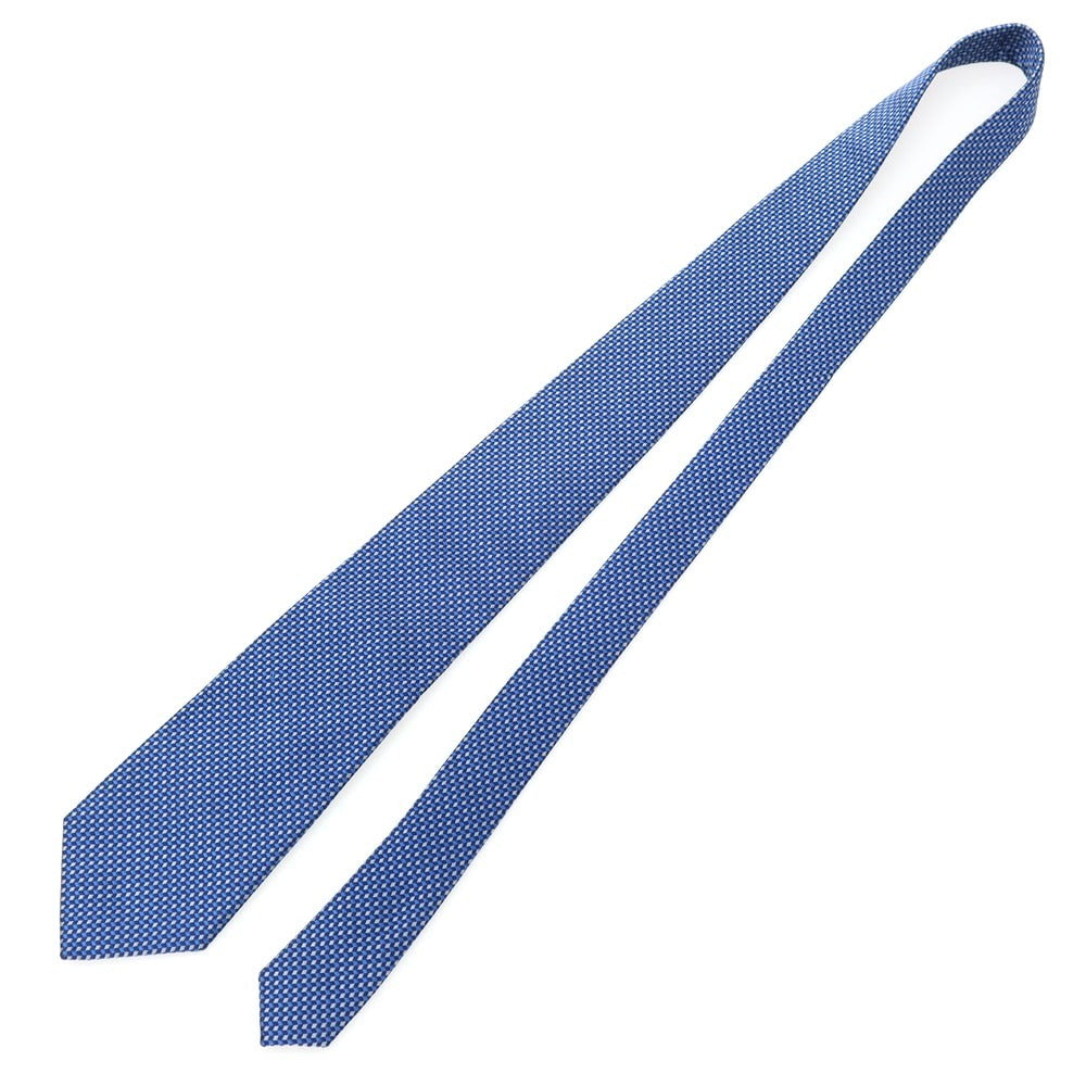 【中古】ビームスエフ BEAMS F シルク 総柄ネクタイ ブルー【 状態ランクB 】【 メンズ 】