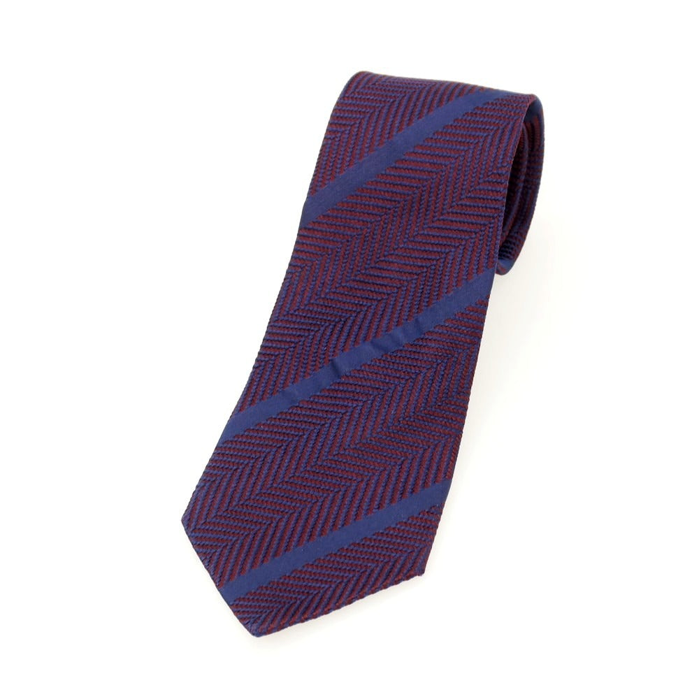 【中古】ソブリン SOVEREIGN シルク ストライプ柄ネクタイ ボルドーxネイビー【 状態ランクB 】【 メンズ 】