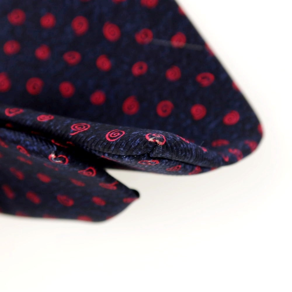 【中古】ブルガリ BVLGARI シルク 小紋柄ネクタイ ネイビーxレッド【 状態ランクB 】【 メンズ 】