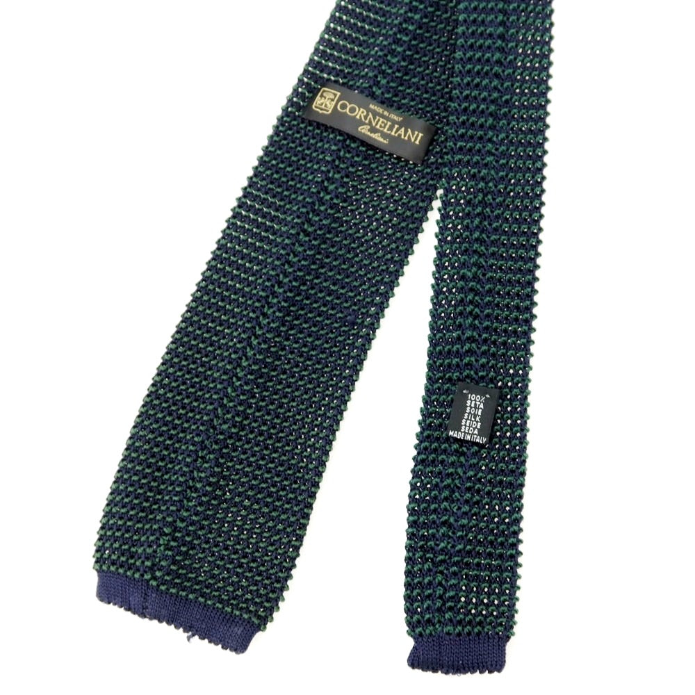 【中古】コルネリアーニ CORNELIANI シルク ニットタイ グリーンxネイビー【 状態ランクB 】【 メンズ 】