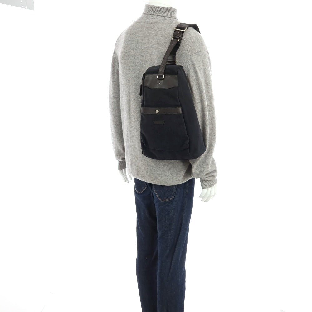 【中古】ダニエルアンドボブ Daniel & Bob キャンバス レザー ボディバッグ ブラック【 状態ランクC 】【 メンズ 】