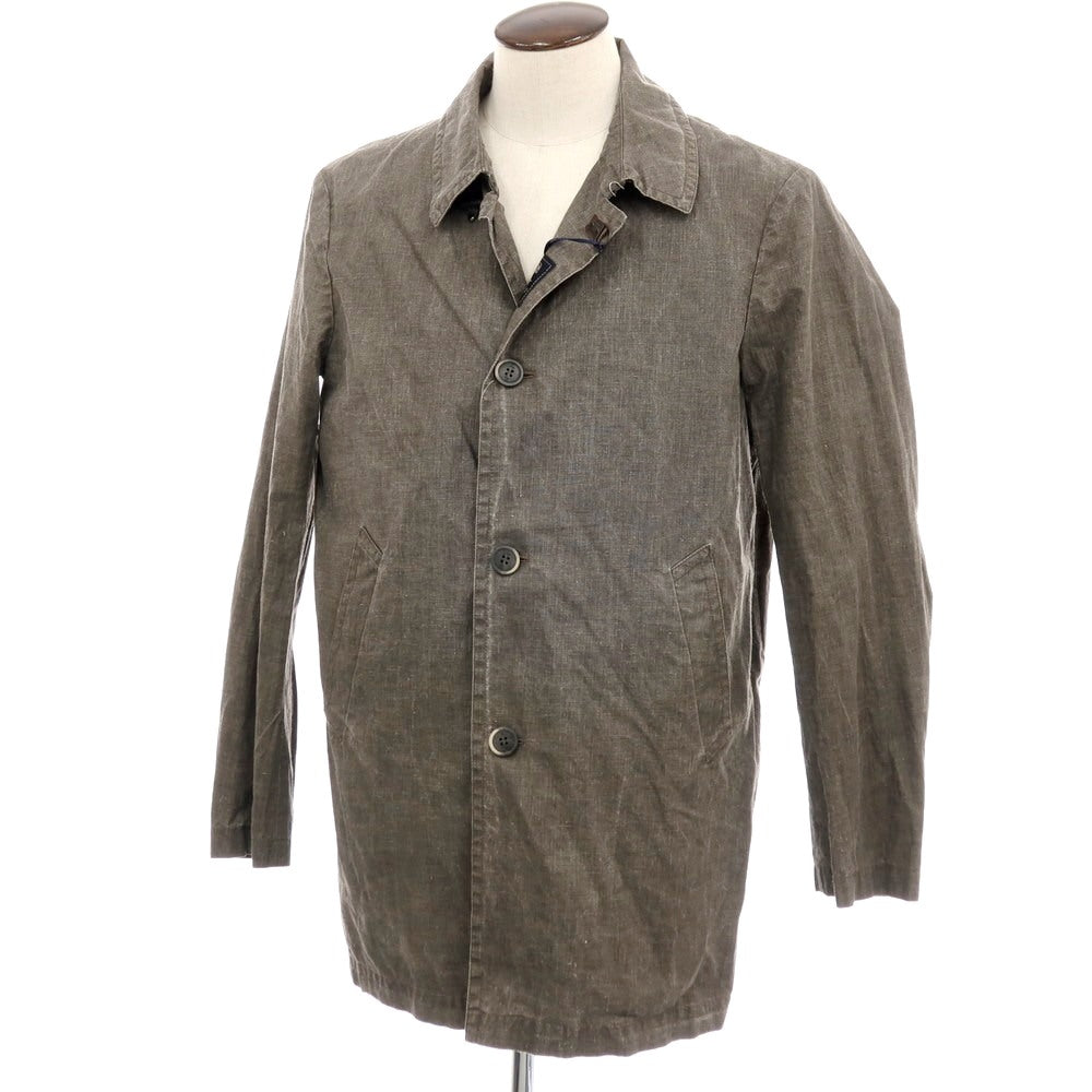 【中古】フェイ FAY リネン ステンカラーコート グレー【サイズL】【 状態ランクB 】【 メンズ 】