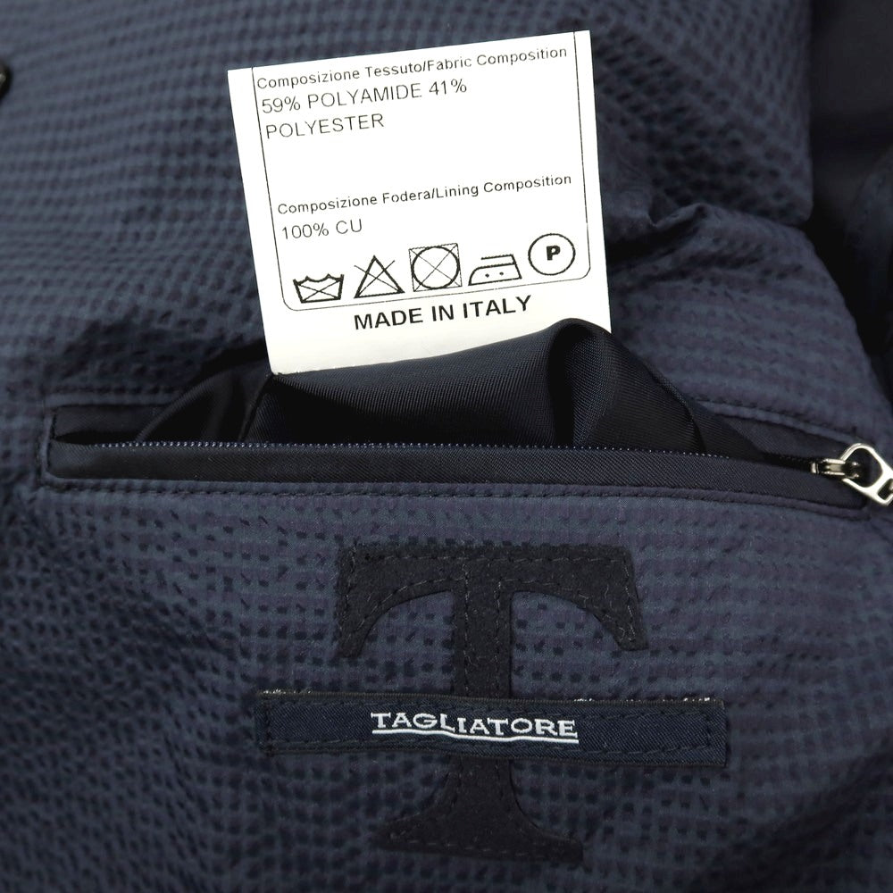 【中古】タリアトーレ TAGLIATORE BARRY ナイロンポリエステル サッカー ステンカラーコート ネイビー【サイズ50】【 状態ランクC 】【 メンズ 】