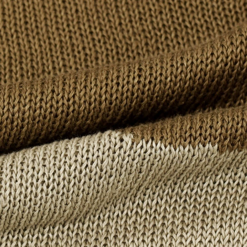 【中古】ロベルトコリーナ ROBERTO COLLINA リネン クルーネック プルオーバーニット ベージュxカーキ【サイズ48】【 状態ランクA 】【 メンズ 】