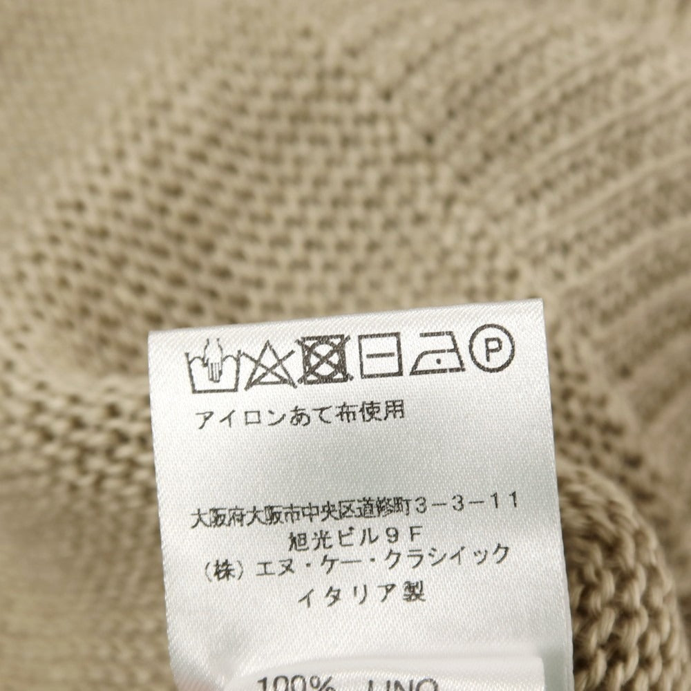 【中古】ロベルトコリーナ ROBERTO COLLINA リネン クルーネック プルオーバーニット ベージュxカーキ【サイズ48】【 状態ランクA 】【 メンズ 】