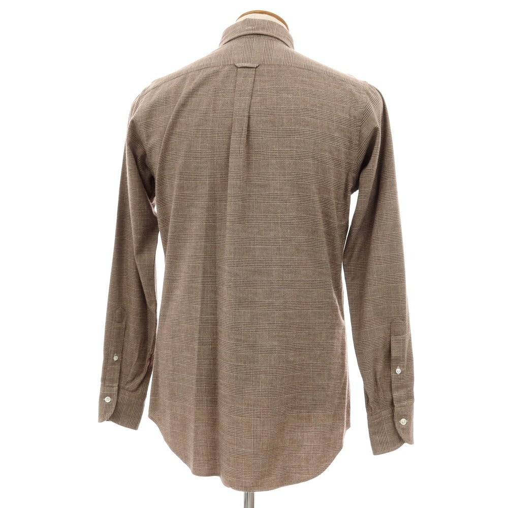 【中古】ドレイクス DRAKES コットン グレンチェック ボタンダウン カジュアルシャツ ブラウン【サイズ39】【 状態ランクB 】【 メンズ 】