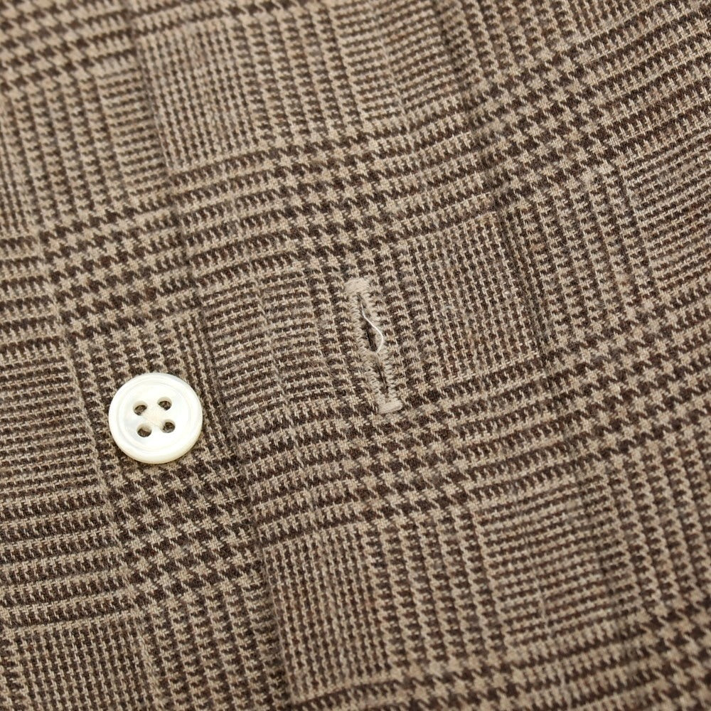 【中古】ドレイクス DRAKES コットン グレンチェック ボタンダウン カジュアルシャツ ブラウン【サイズ39】【 状態ランクB 】【 メンズ 】