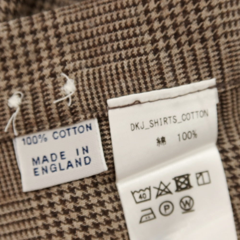 【中古】ドレイクス DRAKES コットン グレンチェック ボタンダウン カジュアルシャツ ブラウン【サイズ39】【 状態ランクB 】【 メンズ 】