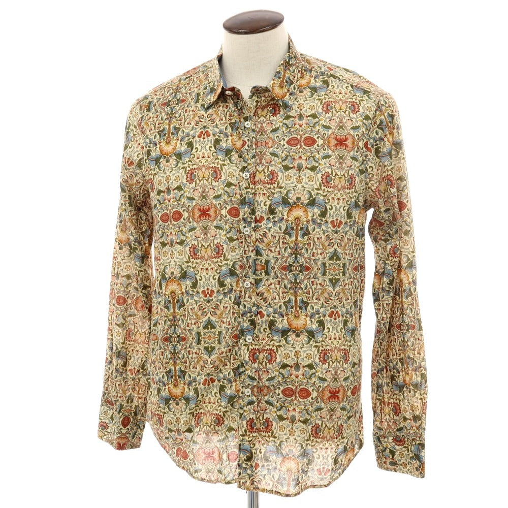 【中古】ロストインアルビオン LOST IN ALBION コットン系 ボタニカル柄 プリント カジュアルシャツ ベージュ【サイズL】【 状態ランクB 】【 メンズ 】