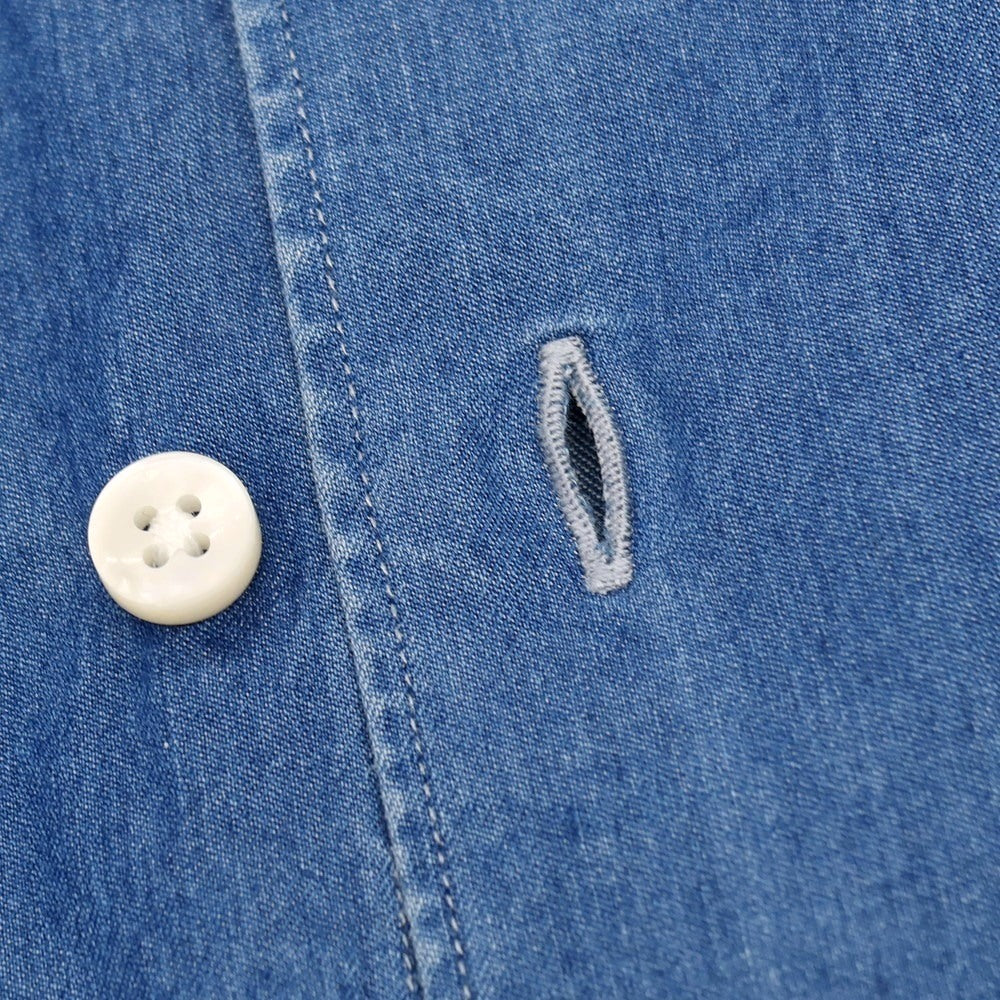 【中古】マリアサンタンジェロ Maria Santangelo コットン ダンガリー ワイドカラー カジュアルシャツ ネイビー【サイズ38】【 状態ランクC 】【 メンズ 】