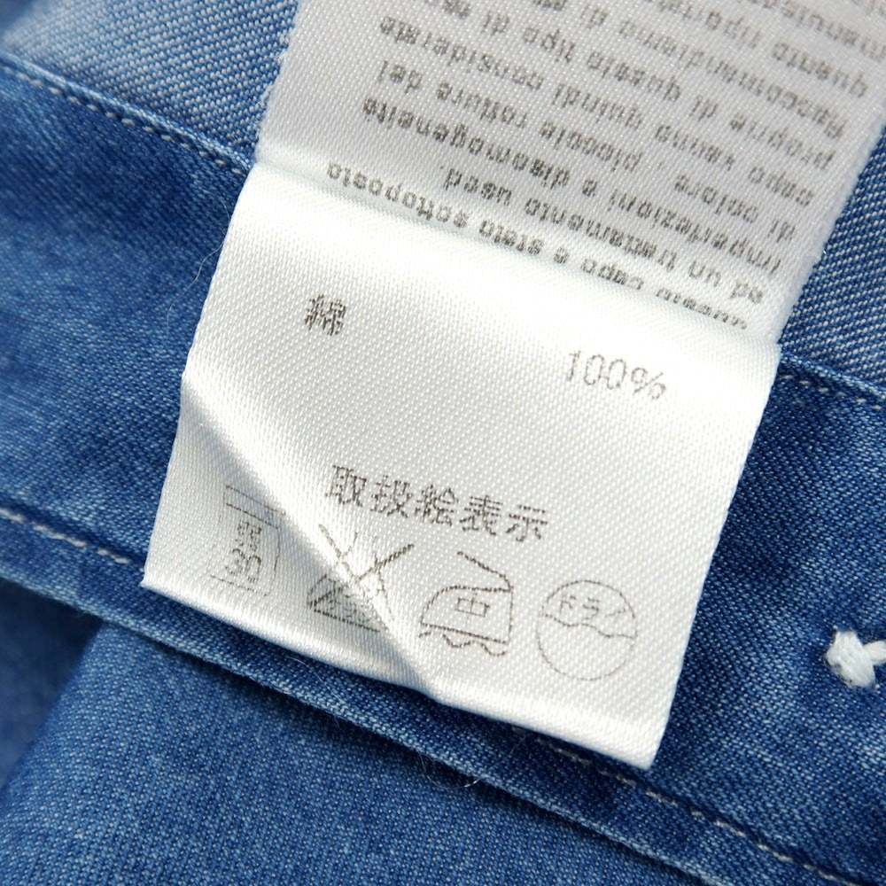 【中古】マリアサンタンジェロ Maria Santangelo コットン ダンガリー ワイドカラー カジュアルシャツ ネイビー【サイズ38】【 状態ランクC 】【 メンズ 】