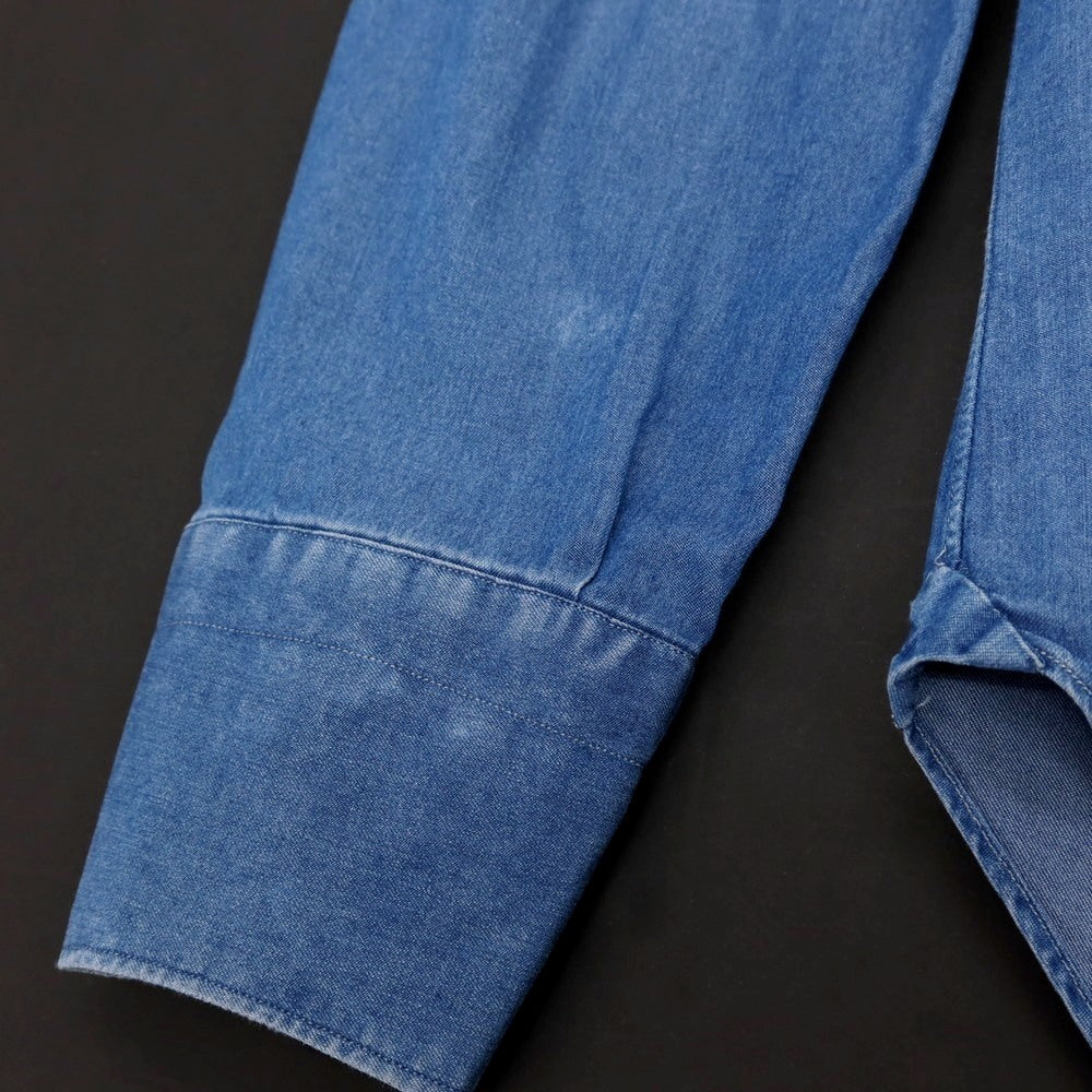 【中古】マリアサンタンジェロ Maria Santangelo コットン ダンガリー ワイドカラー カジュアルシャツ ネイビー【サイズ38】【 状態ランクC 】【 メンズ 】