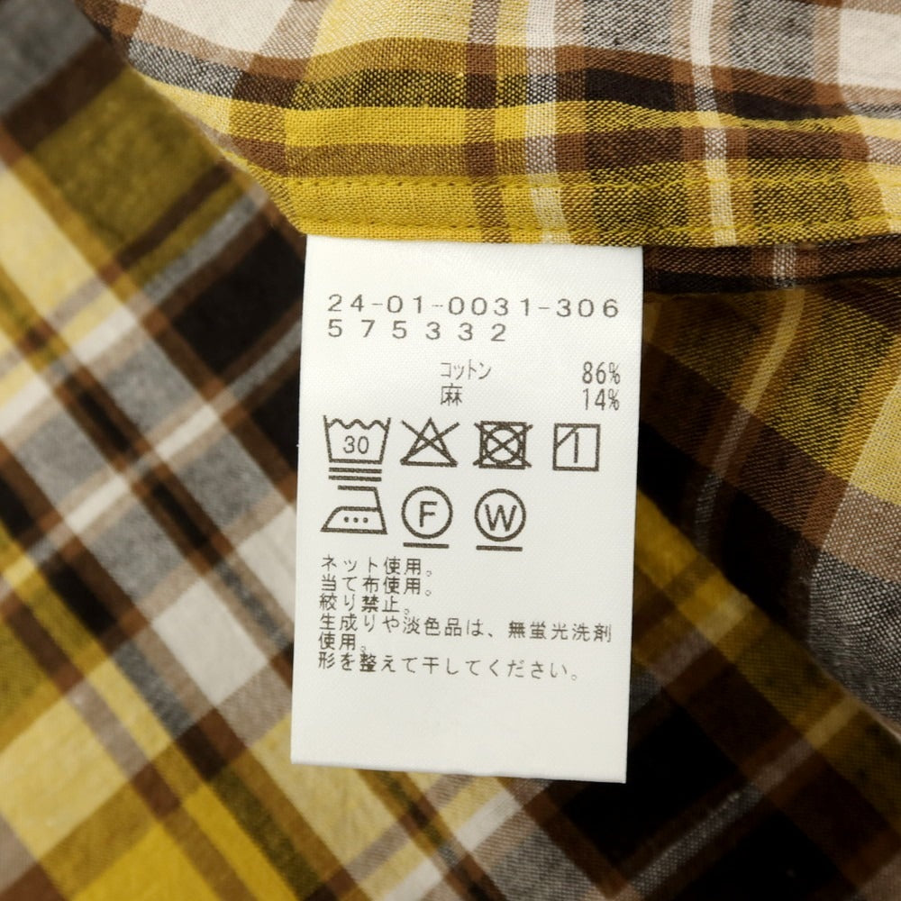【中古】ブリッラ ペル イル グスト Brilla per il gusto コットンリネン チェック オープンカラー 半袖シャツ イエロー【サイズS】【 状態ランクB 】【 メンズ 】