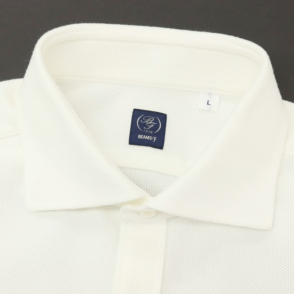 【中古】ビームスエフ BEAMS F ポリエステルコットン ワイドカラー 半袖シャツ ホワイト【サイズL】【 状態ランクA 】【 メンズ 】