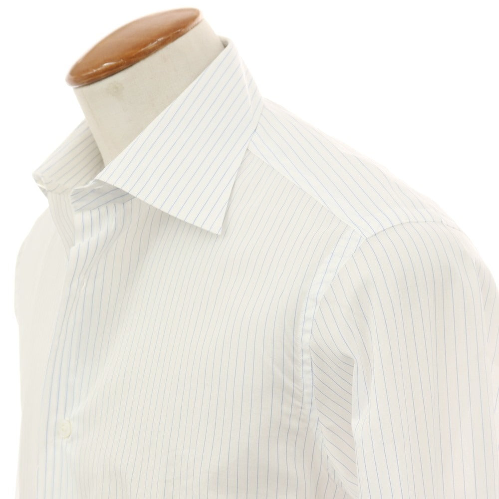 【中古】フライ FRAY BARNEYS NEWYORK別注 コットン ストライプ レギュラーカラー ドレスシャツ ホワイトxブルー【サイズ表記なし(M位)】【 状態ランクB 】【 メンズ 】