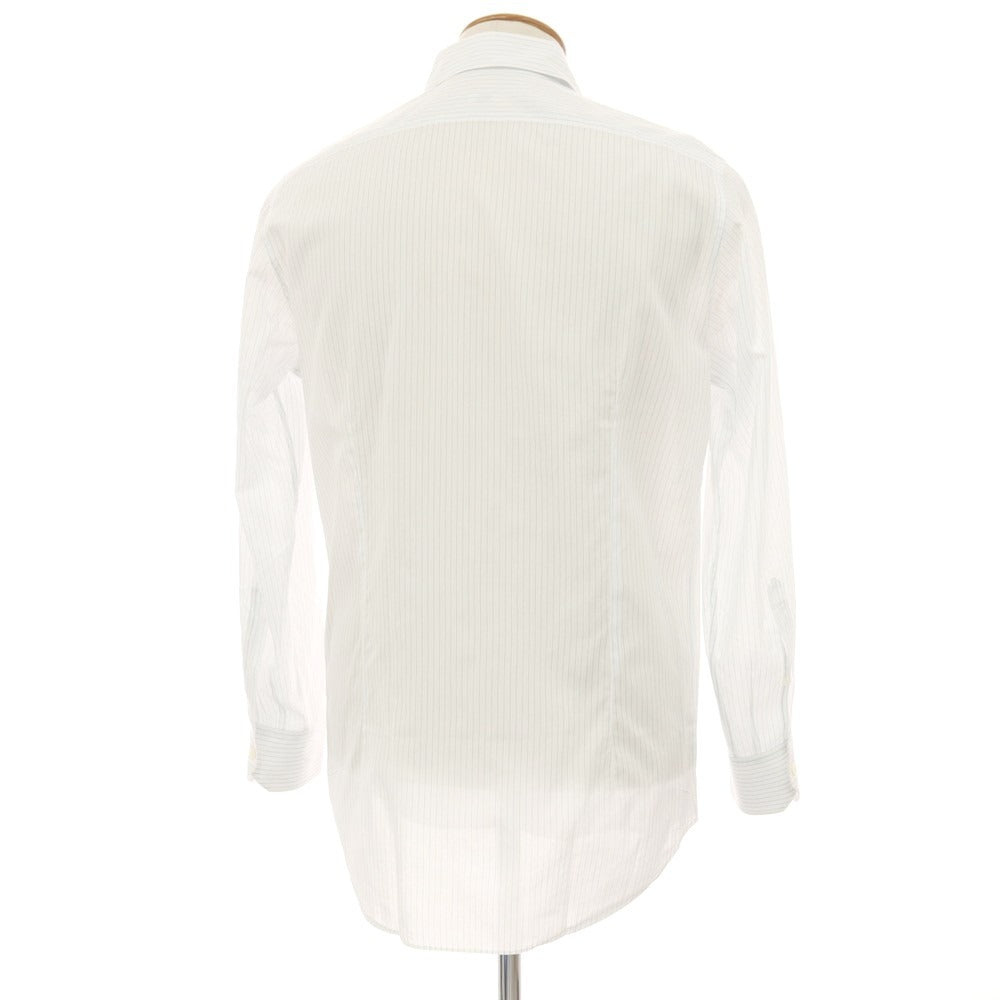 【中古】フライ FRAY BARNEYS NEWYORK別注 コットン ストライプ レギュラーカラー ドレスシャツ ホワイトxブルー【サイズ表記なし(M位)】【 状態ランクB 】【 メンズ 】