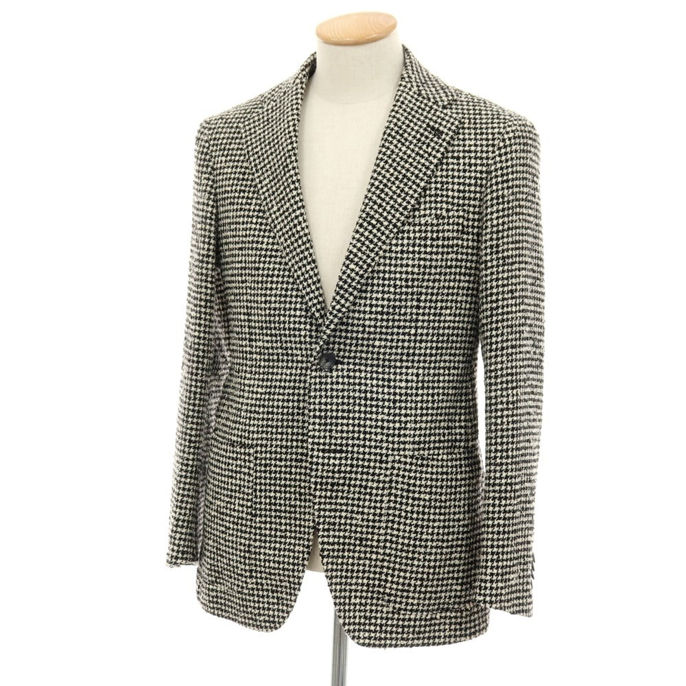 【中古】タリアトーレ TAGLIATORE Brilla per il gusto別注 ウールナイロンポリウレタン ハウンドトゥース テーラードジャケット ブラックxホワイト【サイズ44】【 状態ランクB 】【 メンズ 】