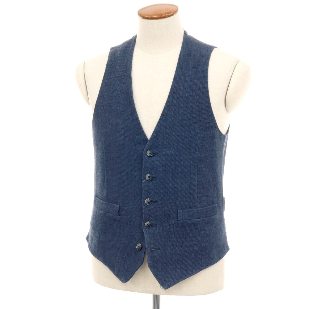 【中古】スリードッツ three dots コットンリネン カジュアル系ジレ ベスト ネイビー【サイズM】【 状態ランクC 】【 メンズ 】