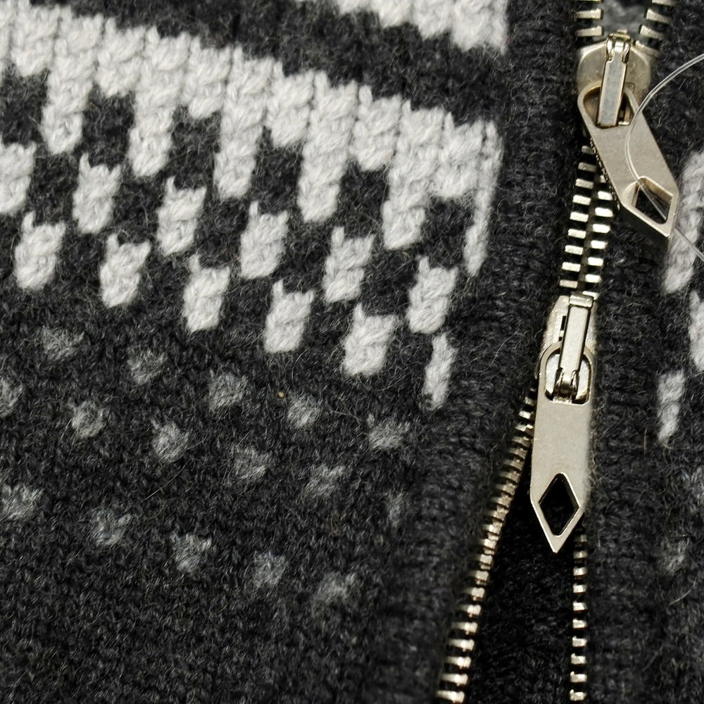 【中古】バランタイン BALLANTYNE カシミヤ スタンドカラー ダブルジップ カーディガン チャコールグレーxライトグレー【サイズ46】【 状態ランクC 】【 メンズ 】