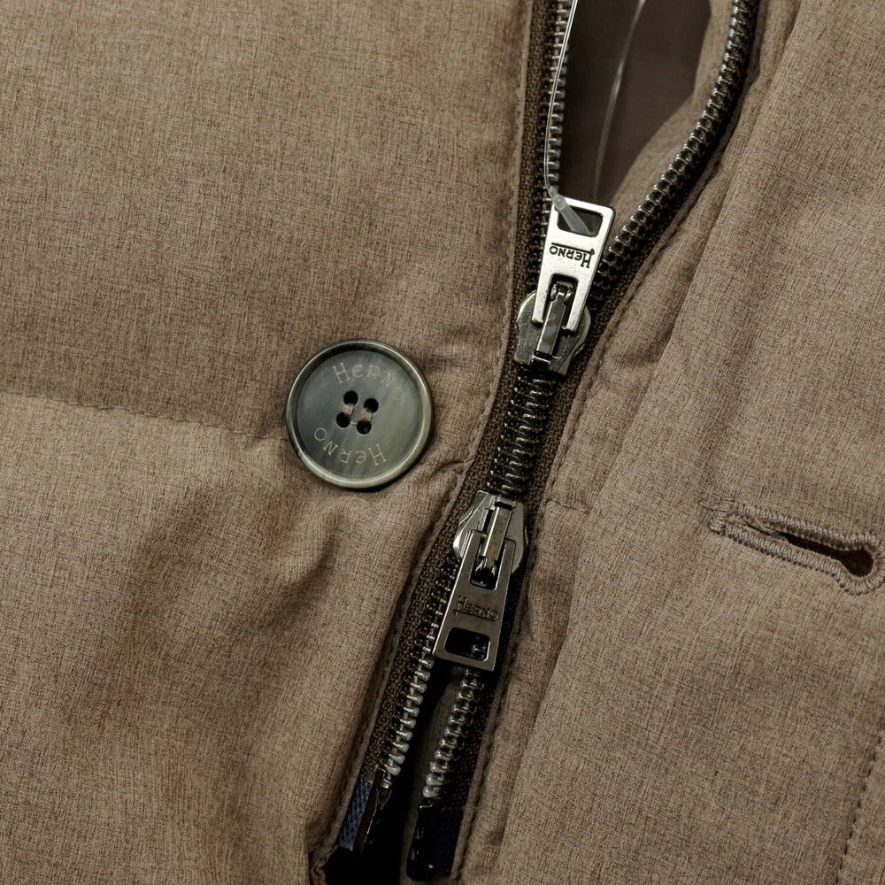 【中古】ヘルノ Herno ポリエステルナイロン ファー ダウンコート ダークベージュ【サイズ44】【 状態ランクC 】【 メンズ 】