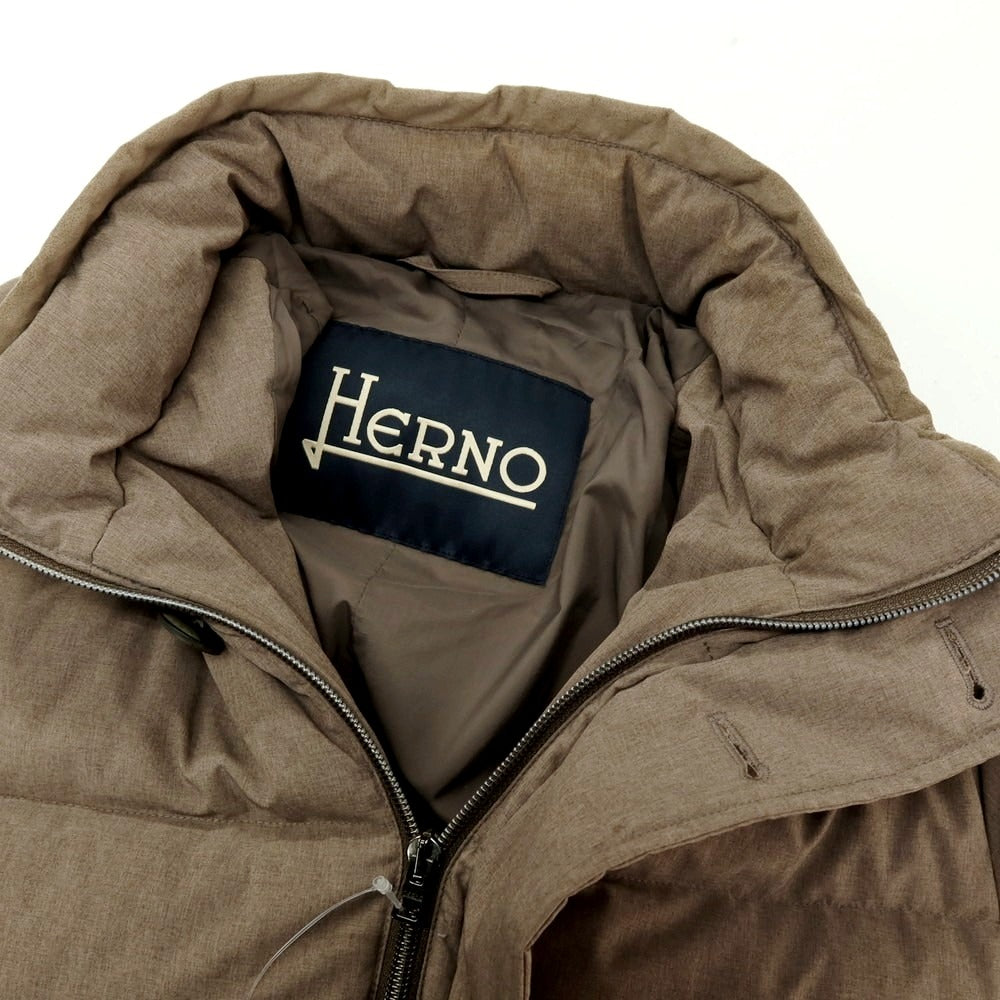 【中古】ヘルノ Herno ポリエステルナイロン ファー ダウンコート ダークベージュ【サイズ44】【 状態ランクC 】【 メンズ 】