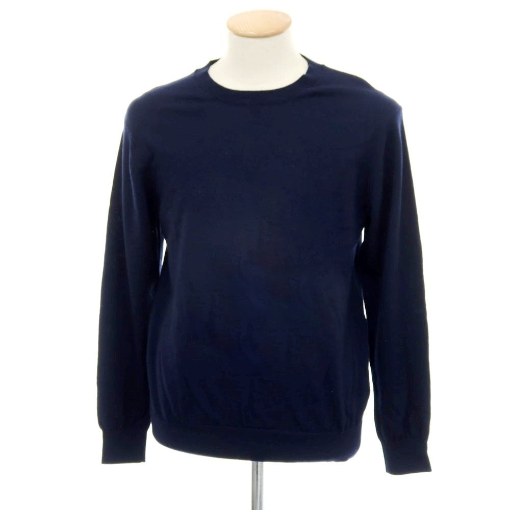 【中古】トゥモローランド TOMORROWLAND ハイゲージ ウール クルーネック プルオーバーニット ネイビー【 サイズM 】【 状態ランクB 】【 メンズ 】