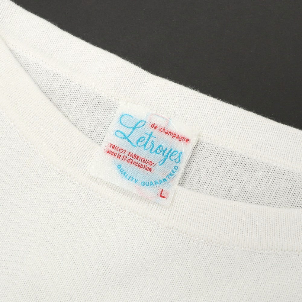 【SALE30%OFF/返品不可】【中古】ルトロワ Letroyes コットン ボーダー ボートネック プルオーバーニット ホワイトxブルー【 サイズL 】【 状態ランクB 】【 メンズ 】