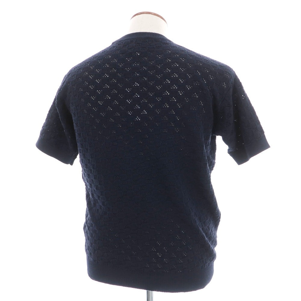【新品】スカリオーネ SCAGLIONE コットン クルーネック 半袖 プルオーバーニット ネイビー【サイズM】【 状態ランクN 】【 メンズ 】
