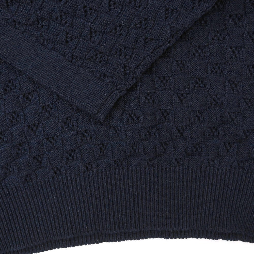 【新品】スカリオーネ SCAGLIONE コットン クルーネック 半袖 プルオーバーニット ネイビー【サイズM】【 状態ランクN 】【 メンズ 】