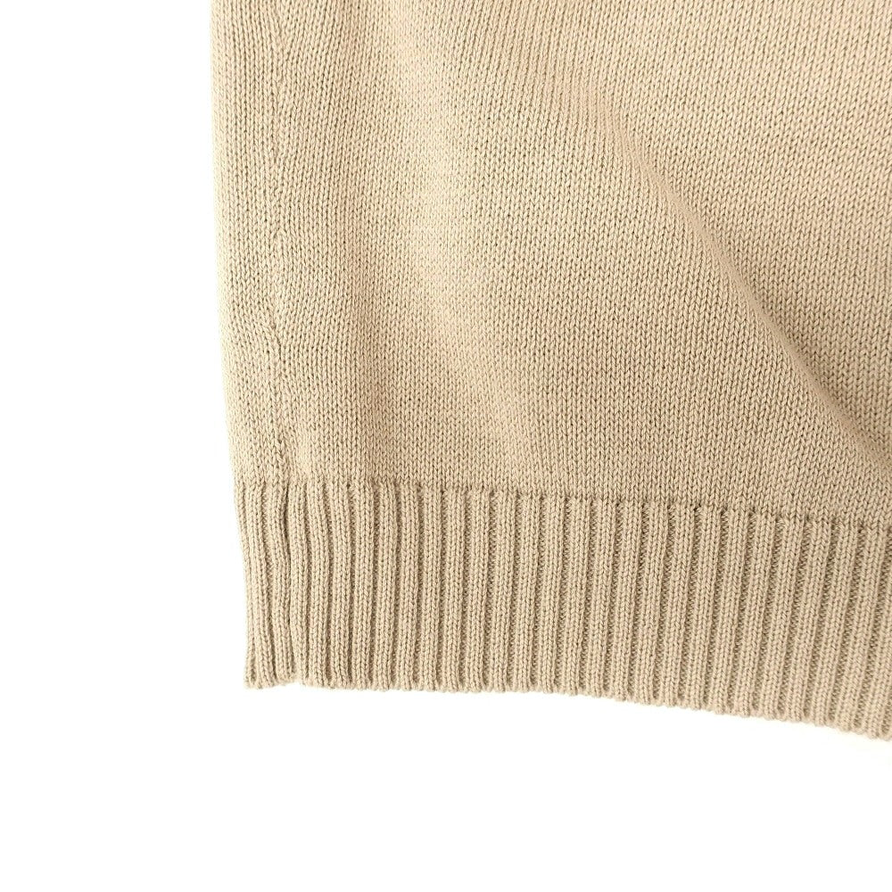 【新品】スカリオーネ SCAGLIONE コットン スキッパー 半袖 ポロニット ベージュxホワイト【サイズXL】【 状態ランクN 】【 メンズ 】