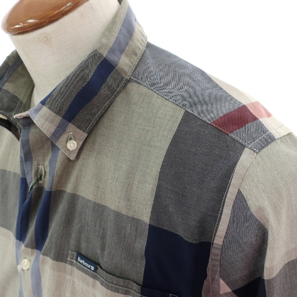 【新品】バブアー Barbour チェック コットン ボタンダウン カジュアルシャツ オリーブグレーxネイビー【サイズM(UK)】【 状態ランクN 】【 メンズ 】