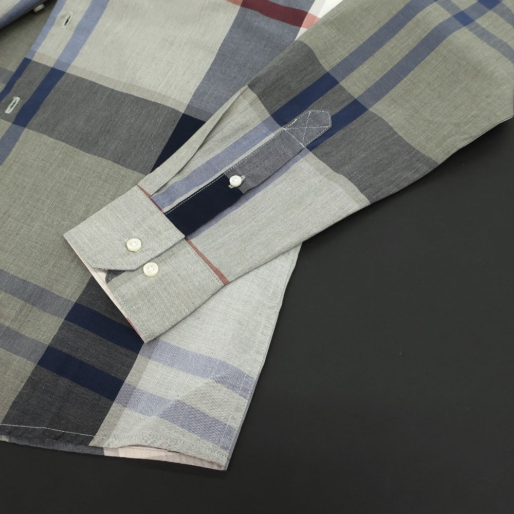 【新品】バブアー Barbour チェック コットン ボタンダウン カジュアルシャツ オリーブグレーxネイビー【サイズM(UK)】【 状態ランクN 】【 メンズ 】