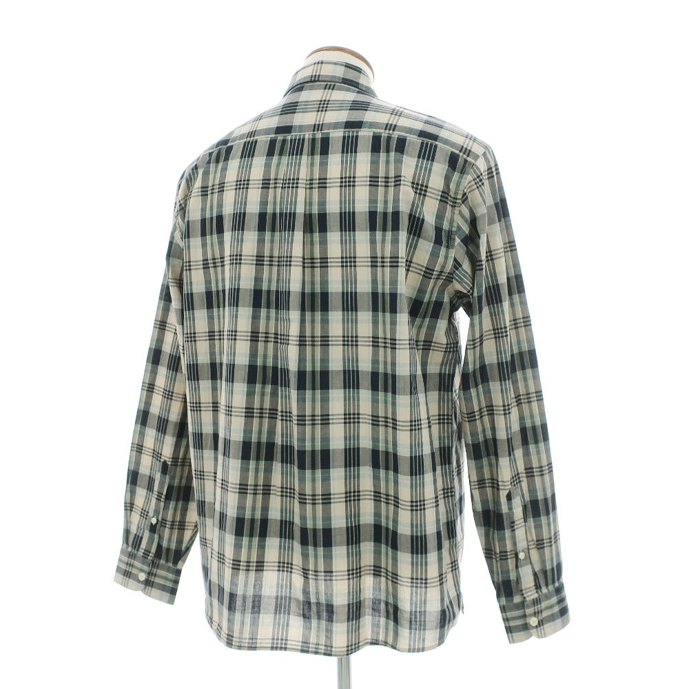 【新品】バブアー Barbour チェック コットン レギュラーカラー カジュアルシャツ ベージュxネイビー【サイズM(UK)】【 状態ランクN 】【 メンズ 】