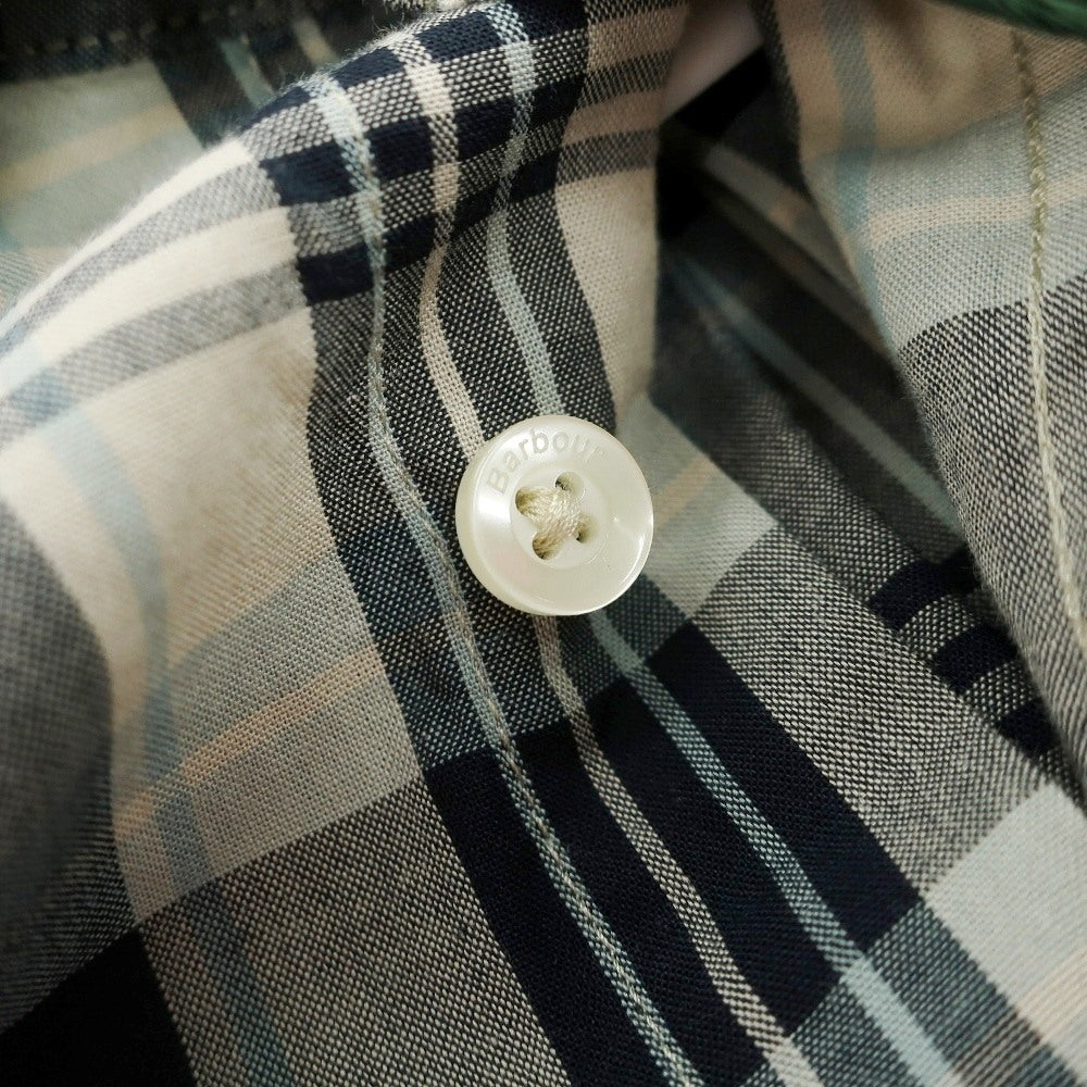 【新品】バブアー Barbour チェック コットン レギュラーカラー カジュアルシャツ ベージュxネイビー【サイズM(UK)】【 状態ランクN 】【 メンズ 】