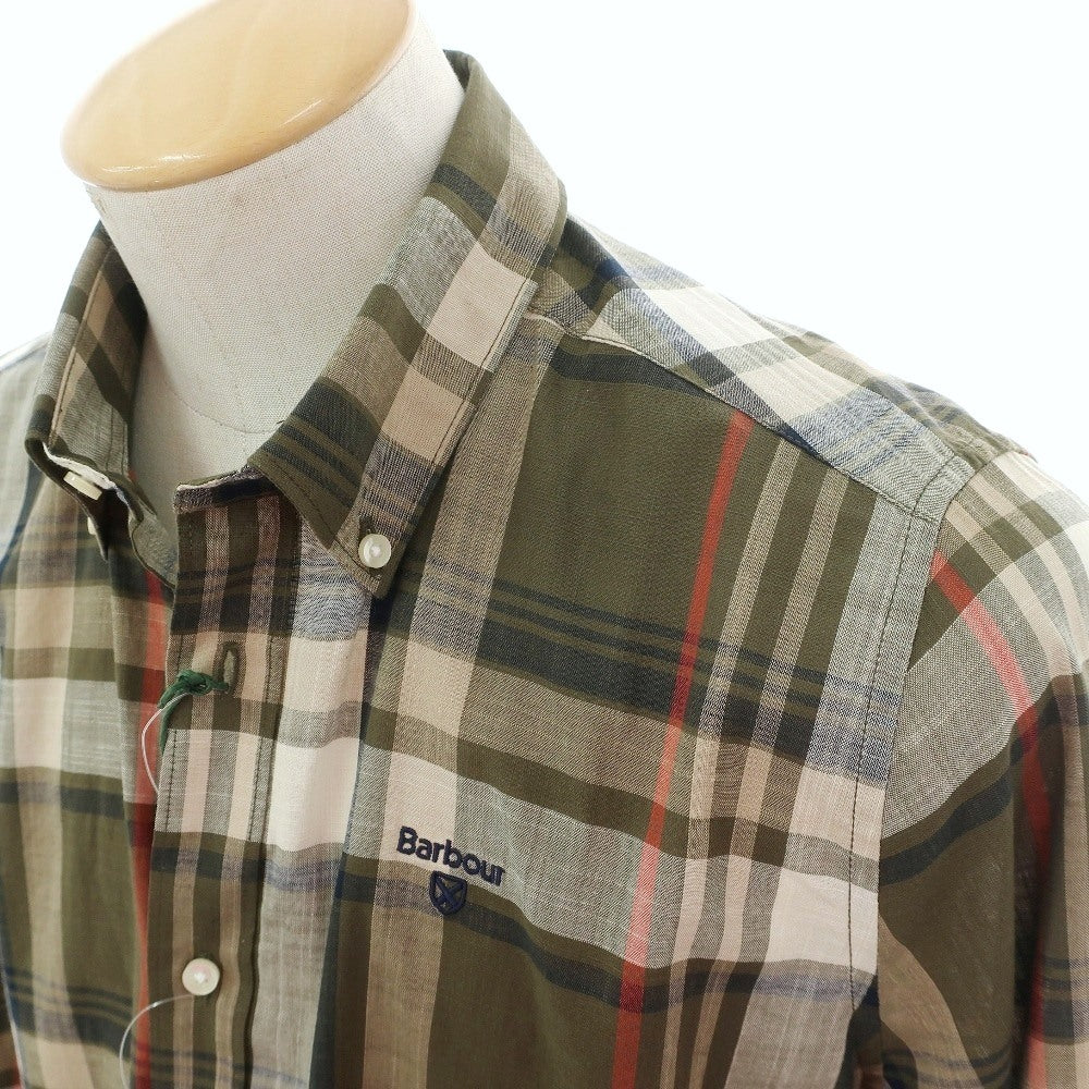 【新品】バブアー Barbour チェック コットン ボタンダウン カジュアルシャツ オリーブグリーンxベージュ【サイズS(UK)】【 状態ランクN 】【 メンズ 】