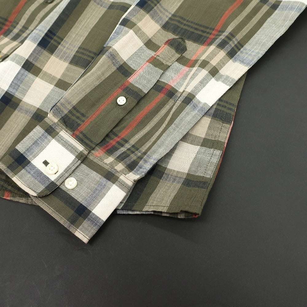 【新品】バブアー Barbour チェック コットン ボタンダウン カジュアルシャツ オリーブグリーンxベージュ【サイズS(UK)】【 状態ランクN 】【 メンズ 】