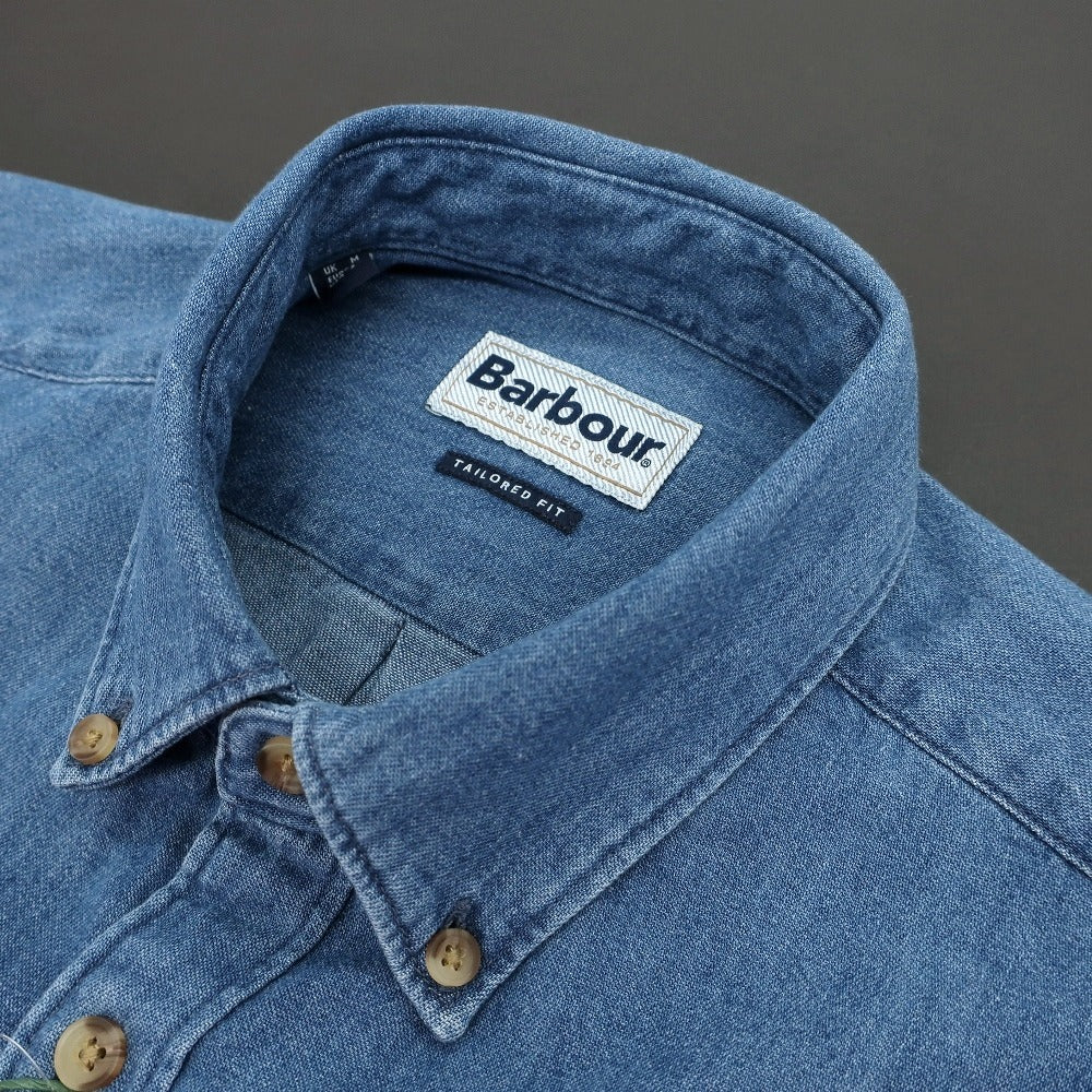 【新品】バブアー Barbour コットン シャンブレー ボタンダウン カジュアルシャツ ブルー【サイズM(UK)】【 状態ランクN 】【 メンズ 】