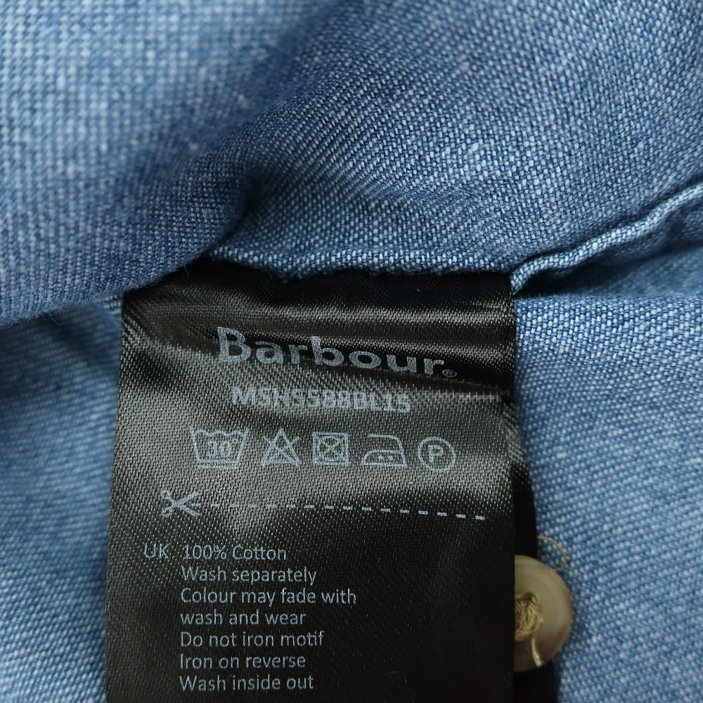 【新品】バブアー Barbour コットン シャンブレー ボタンダウン カジュアルシャツ ブルー【サイズM(UK)】【 状態ランクN 】【 メンズ 】