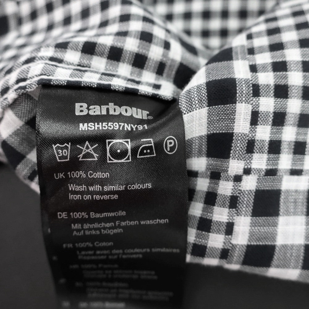 【新品】バブアー Barbour チェック コットン ショートカラー 半袖シャツ ネイビーxホワイト【サイズL(UK)】【 状態ランクN 】【 メンズ 】