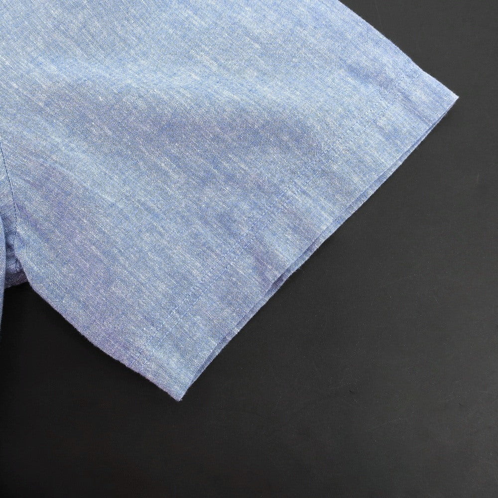 【新品】バブアー Barbour リネンコットン ボタンダウン 半袖シャツ ブルー【サイズL(UK)】【 状態ランクN 】【 メンズ 】