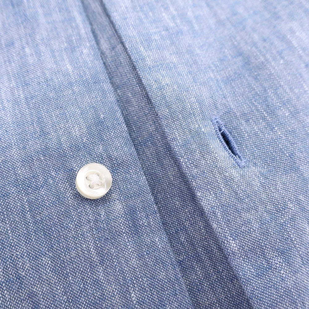 【新品】バブアー Barbour リネンコットン ボタンダウン 半袖シャツ ブルー【サイズL(UK)】【 状態ランクN 】【 メンズ 】