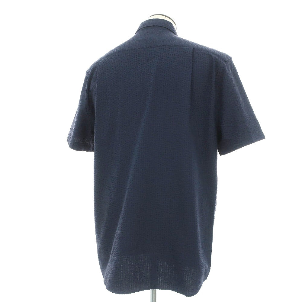 【新品】バブアー Barbour コットンナイロンポリエステル サッカー ボタンダウン 半袖シャツ ネイビー【サイズXL(UK)】【 状態ランクN 】【 メンズ 】