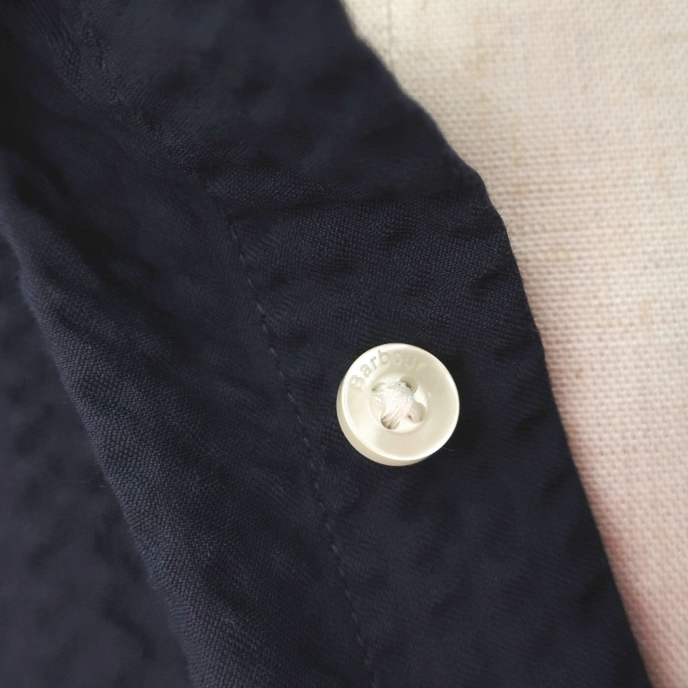 【新品】バブアー Barbour コットンナイロンポリエステル サッカー ボタンダウン 半袖シャツ ネイビー【サイズXL(UK)】【 状態ランクN 】【 メンズ 】