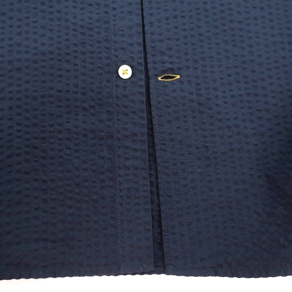 【新品】バブアー Barbour コットンナイロンポリエステル サッカー ボタンダウン 半袖シャツ ネイビー【サイズXL(UK)】【 状態ランクN 】【 メンズ 】