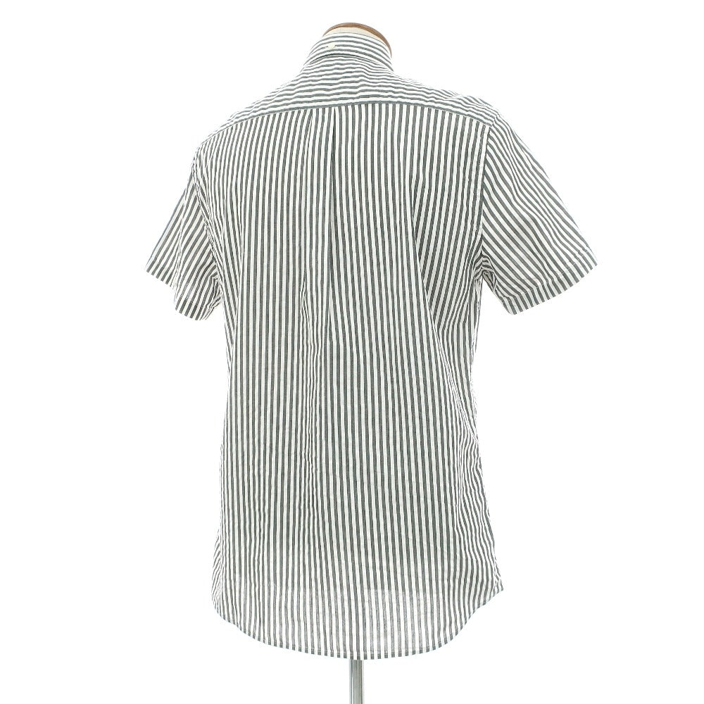 【新品】バブアー Barbour コットン ストライプ ボタンダウン 半袖シャツ グレーxホワイト【サイズM(UK)】【 状態ランクN 】【 メンズ 】