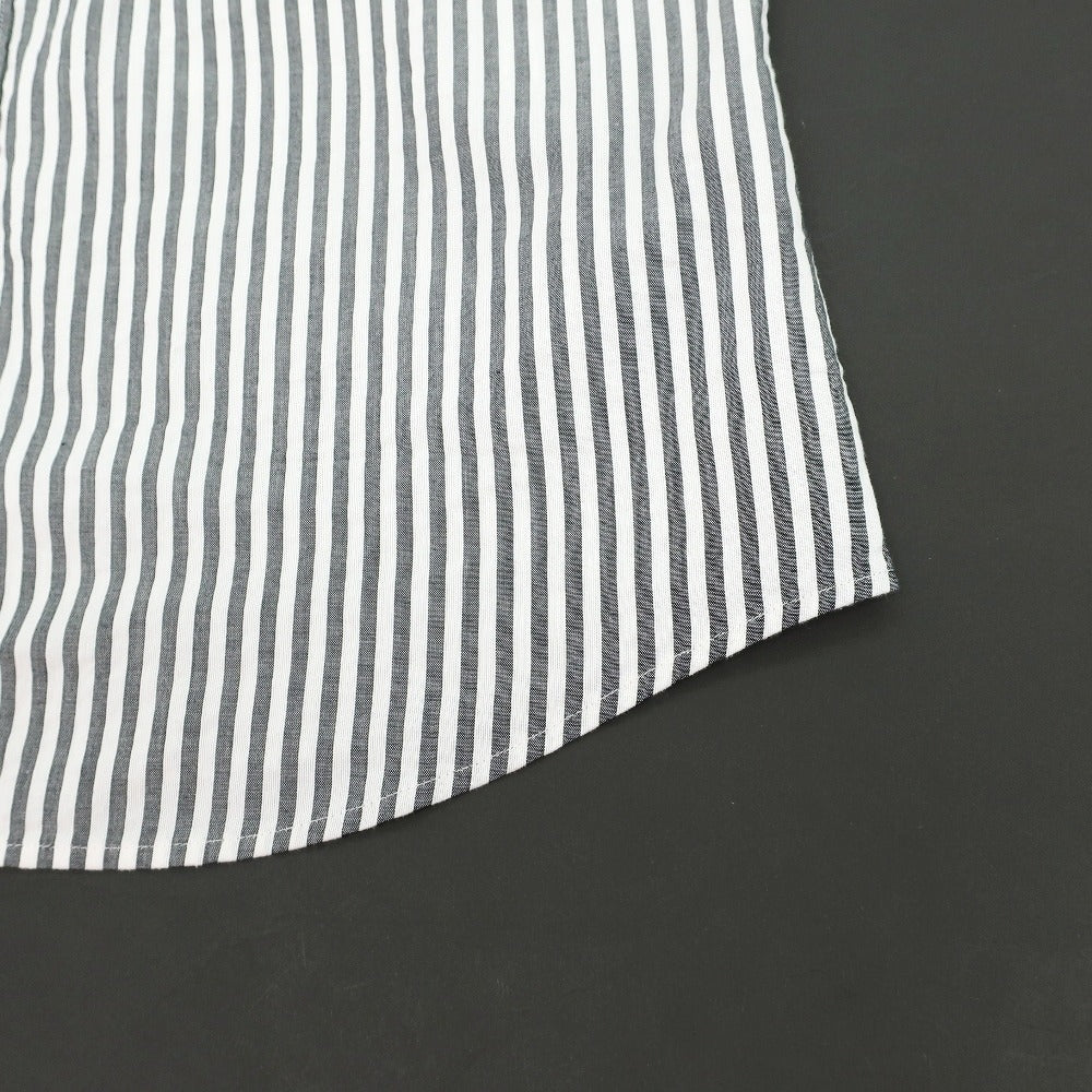 【新品】バブアー Barbour コットン ストライプ ボタンダウン 半袖シャツ グレーxホワイト【サイズM(UK)】【 状態ランクN 】【 メンズ 】