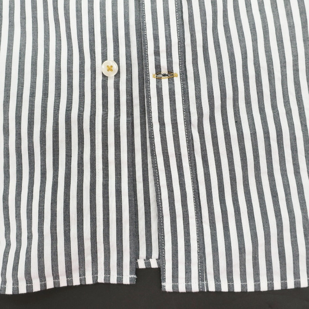 【新品】バブアー Barbour コットン ストライプ ボタンダウン 半袖シャツ グレーxホワイト【サイズM(UK)】【 状態ランクN 】【 メンズ 】