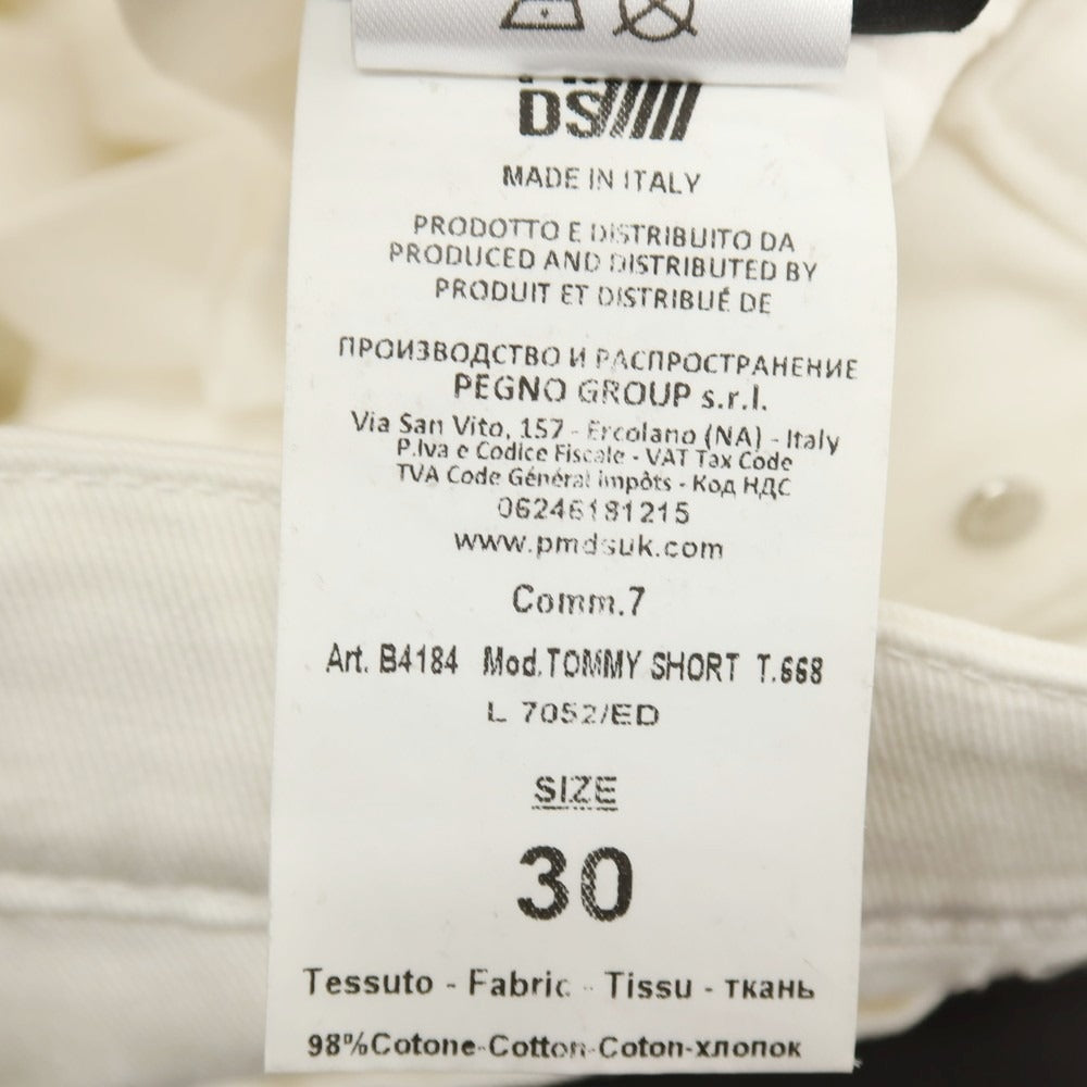 【新品アウトレット】ピーエムディーエス PMDS TOMMY ダメージ加工 ストレッチ コットン カラーデニム ショートパンツ ホワイト【サイズ30】【 状態ランクN- 】【 メンズ 】