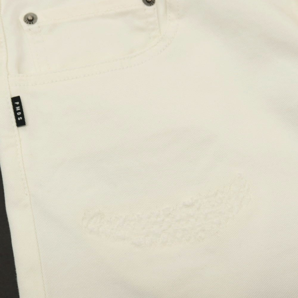【新品】ピーエムディーエス PMDS TOMMY ダメージ加工 ストレッチ コットン カラーデニム ショートパンツ ホワイト【サイズ33】【 状態ランクN 】【 メンズ 】